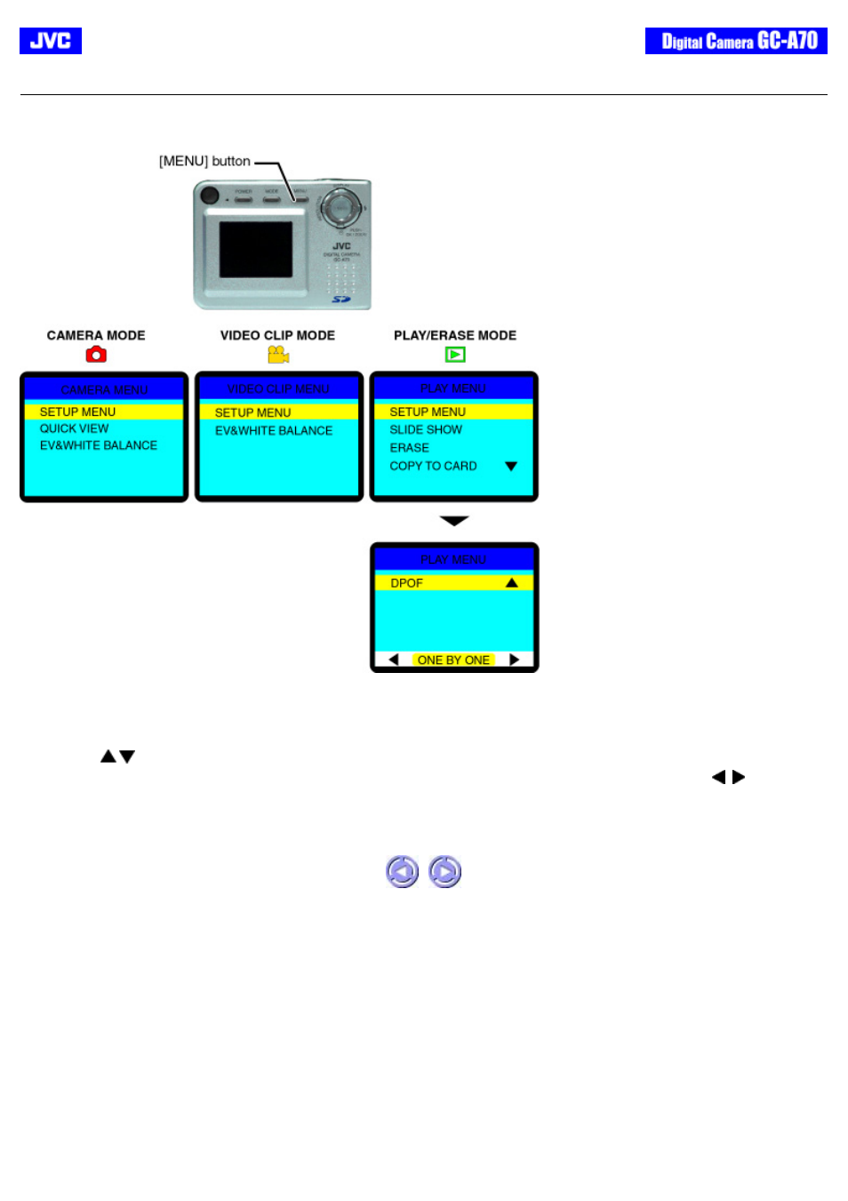 Menu settings | JVC GC-A70 User Manual | Page 28 / 48