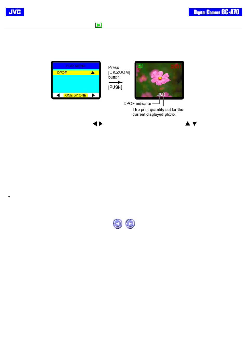 Dpof (digital print order format) | JVC GC-A70 User Manual | Page 37 / 48