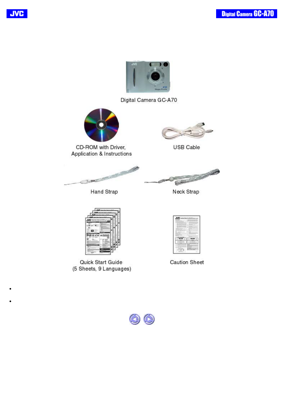 What's included | JVC GC-A70 User Manual | Page 8 / 48