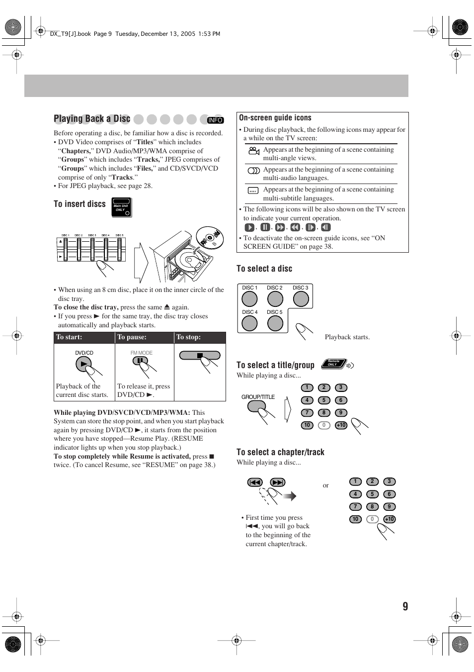 Playing back a disc | JVC DX-T9 User Manual | Page 11 / 52