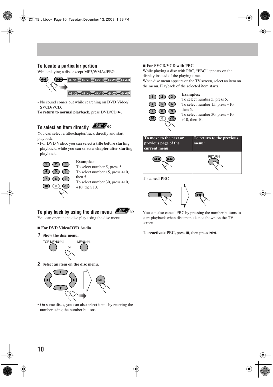 O select an item directly | JVC DX-T9 User Manual | Page 12 / 52