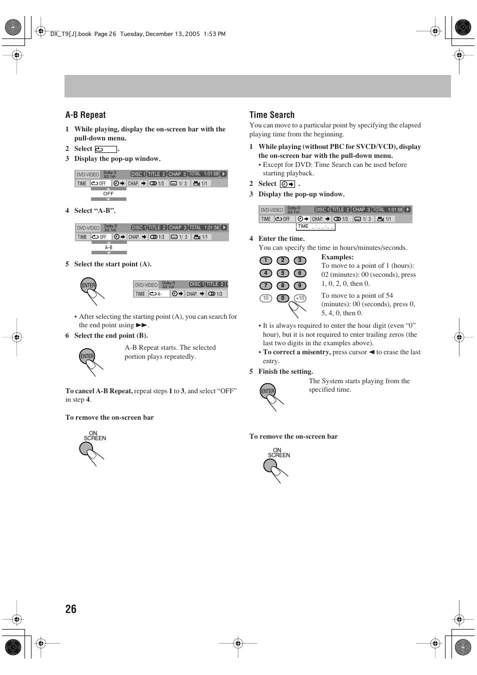 A-b repeat, Time search | JVC DX-T9 User Manual | Page 28 / 52