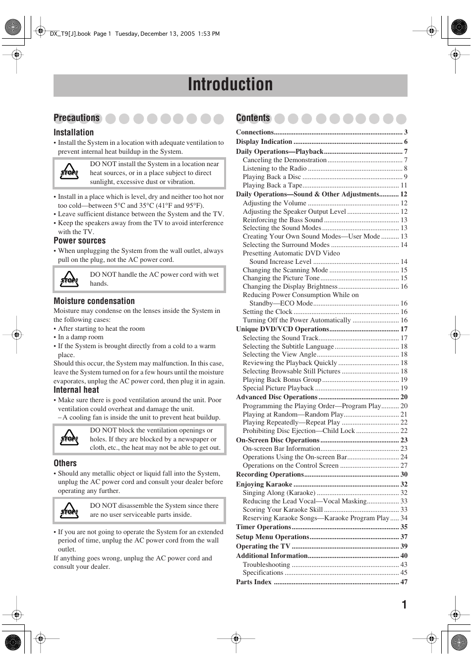 JVC DX-T9 User Manual | Page 3 / 52