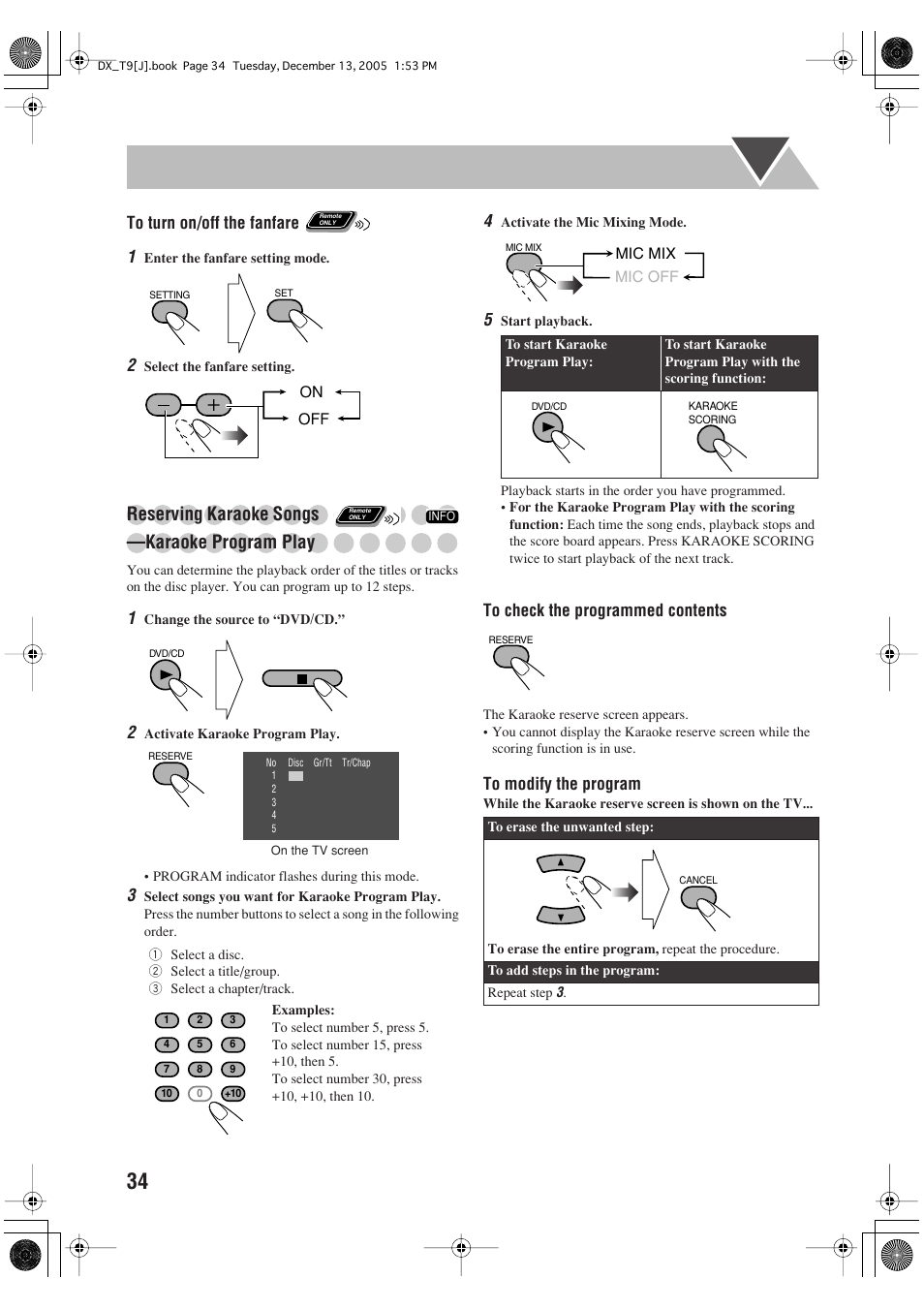Reserving karaoke songs —karaoke program play | JVC DX-T9 User Manual | Page 36 / 52