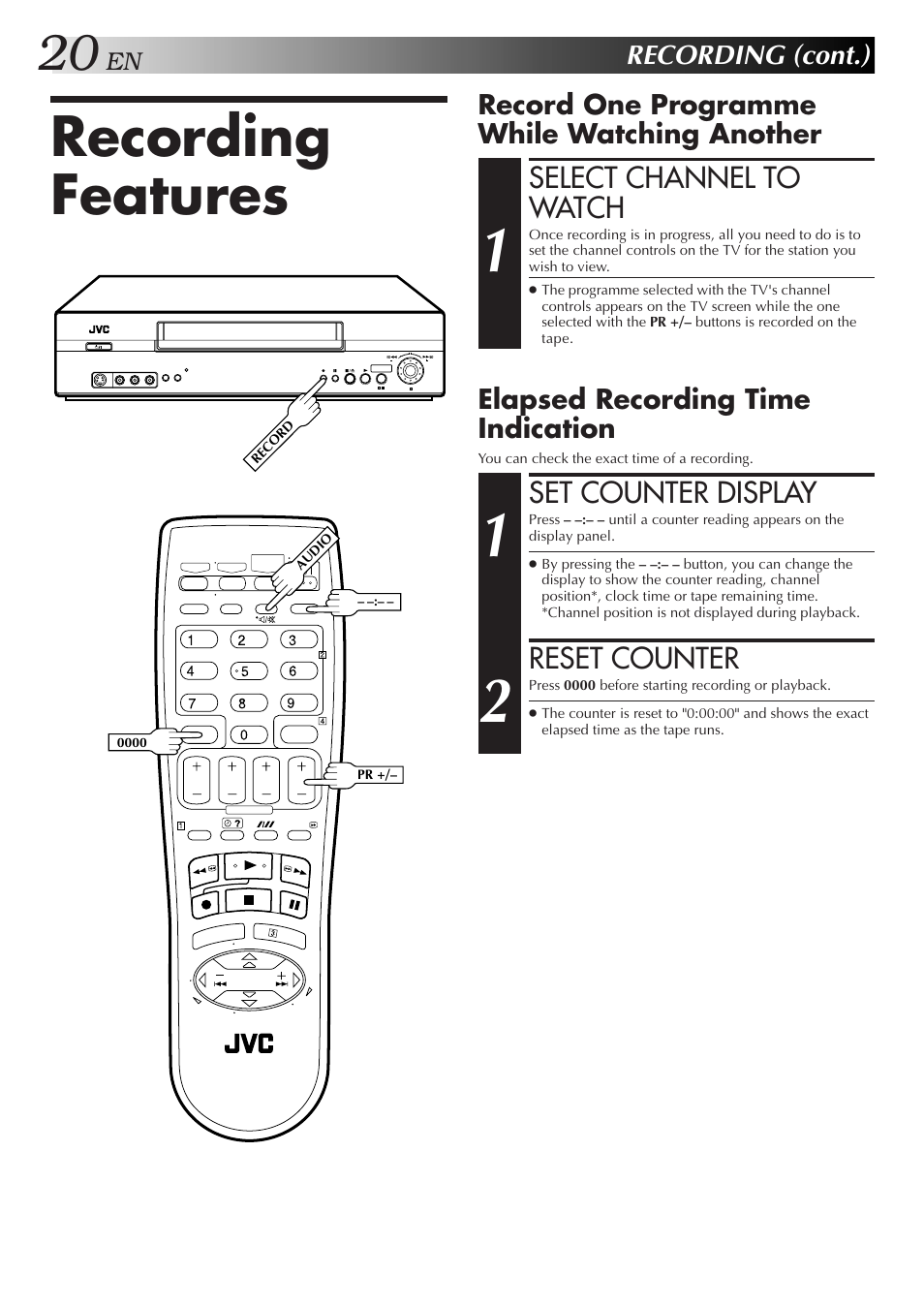 Recording features | JVC 0701MNV*ID*PJ User Manual | Page 20 / 68