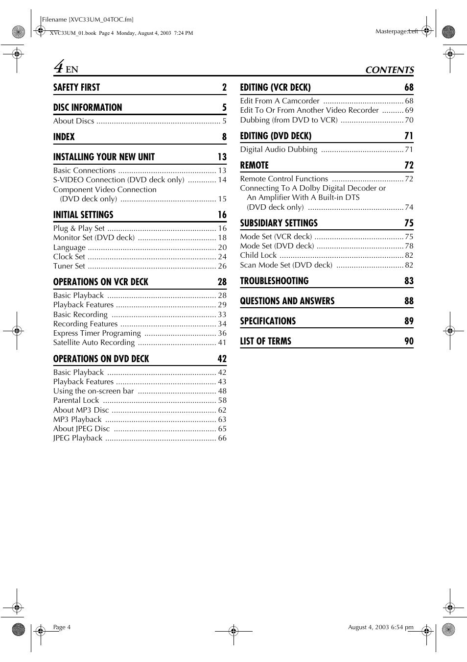 JVC HR-XVC33UM User Manual | Page 4 / 92