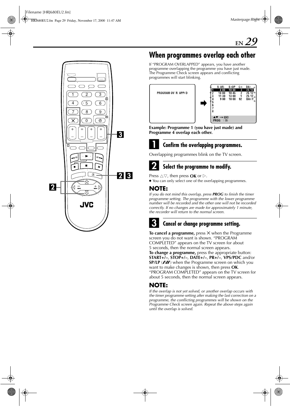 When programmes overlap each other | JVC HR-J589EU User Manual | Page 29 / 56