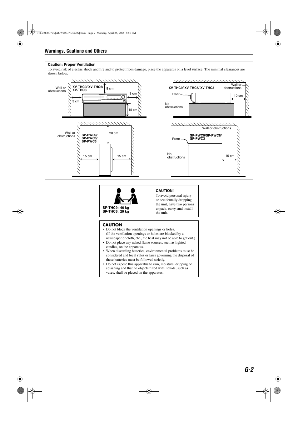 Warnings, cautions and others | JVC TH-C9 User Manual | Page 3 / 49