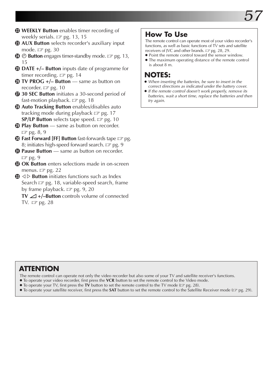 How to use, Attention | JVC HR-DD855EK User Manual | Page 57 / 60