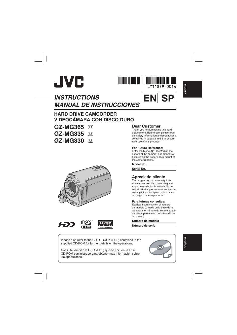 JVC Everio GZ-MG335 User Manual | 42 pages
