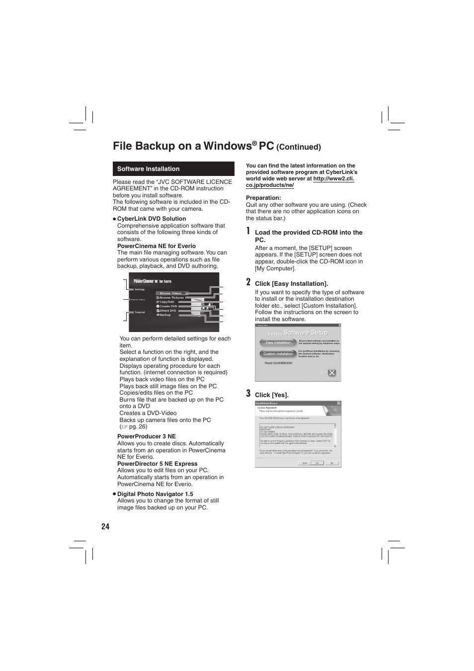 File backup on a windows | JVC Everio GZ-MG335 User Manual | Page 24 / 42