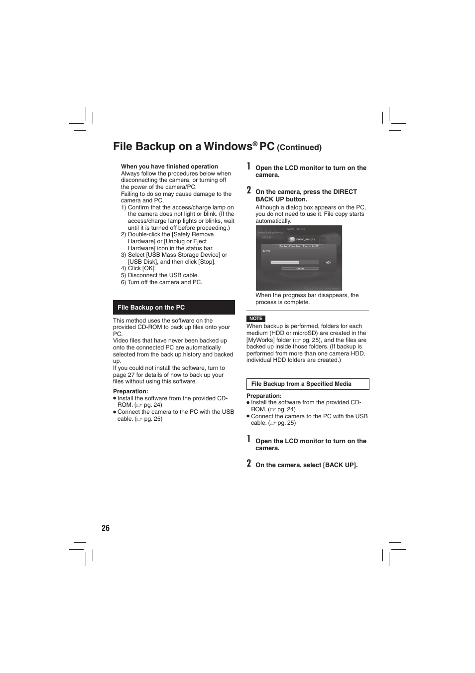File backup on a windows | JVC Everio GZ-MG335 User Manual | Page 26 / 42