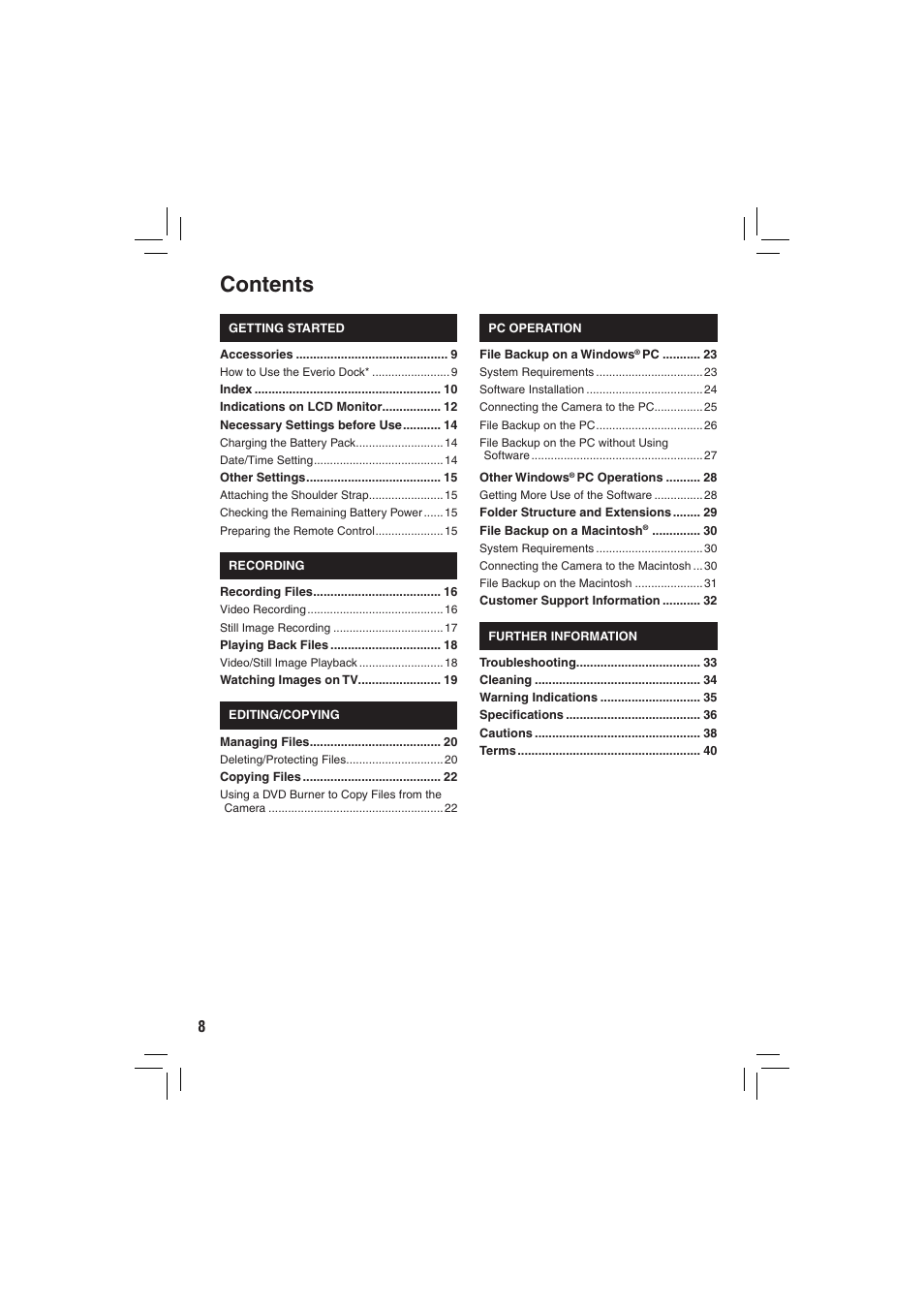 JVC Everio GZ-MG335 User Manual | Page 8 / 42