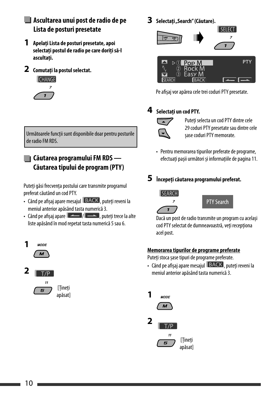 Searching for fm rds programme — pty search, English 10, Manual presetting | JVC KD-BT22 User Manual | Page 12 / 52