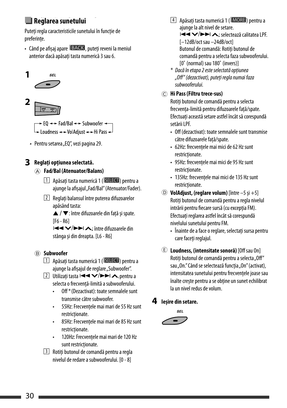 Adjusting the sound, Playback control from the unit, Selecting a track from the menu | English 30, English 27 external devices, Reglarea sunetului | JVC KD-BT22 User Manual | Page 32 / 52