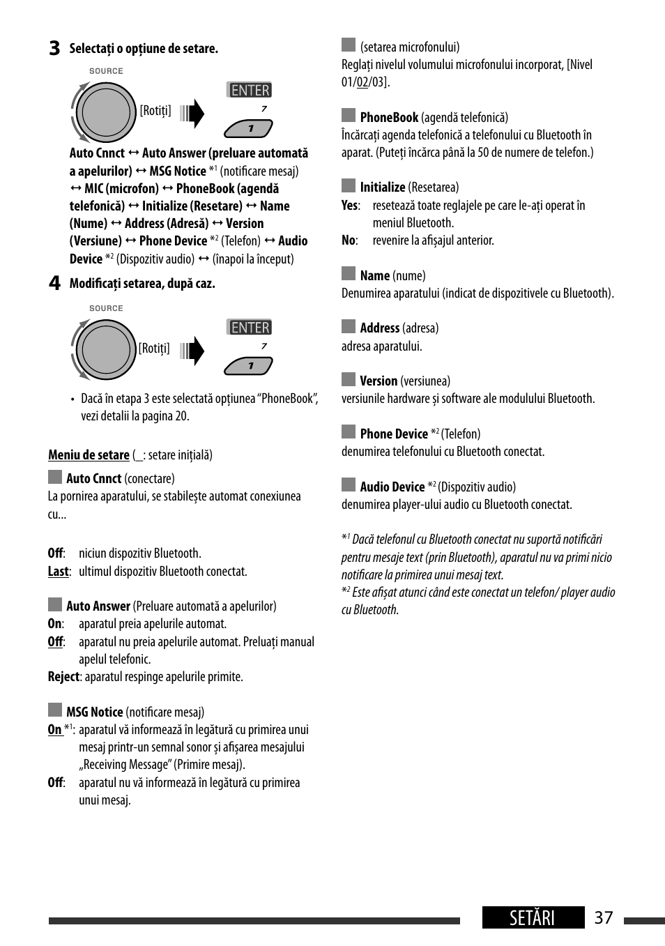 Setări, English 37 settings | JVC KD-BT22 User Manual | Page 39 / 52