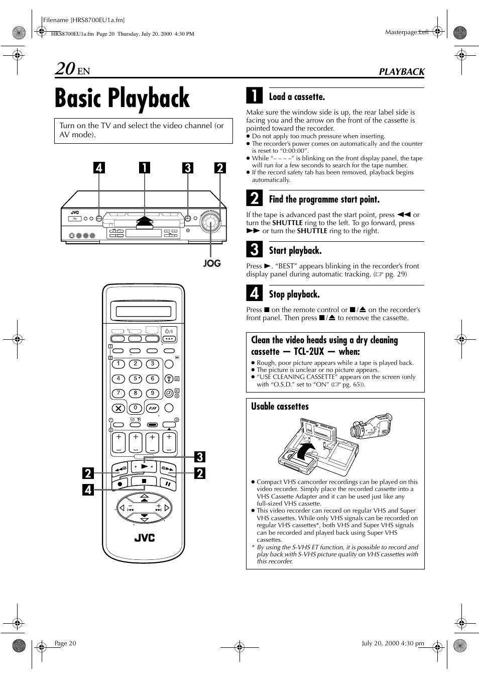 Basic playback | JVC HR-S8700EU User Manual | Page 20 / 84