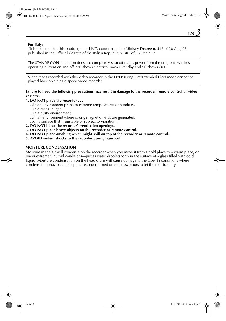 JVC HR-S8700EU User Manual | Page 3 / 84