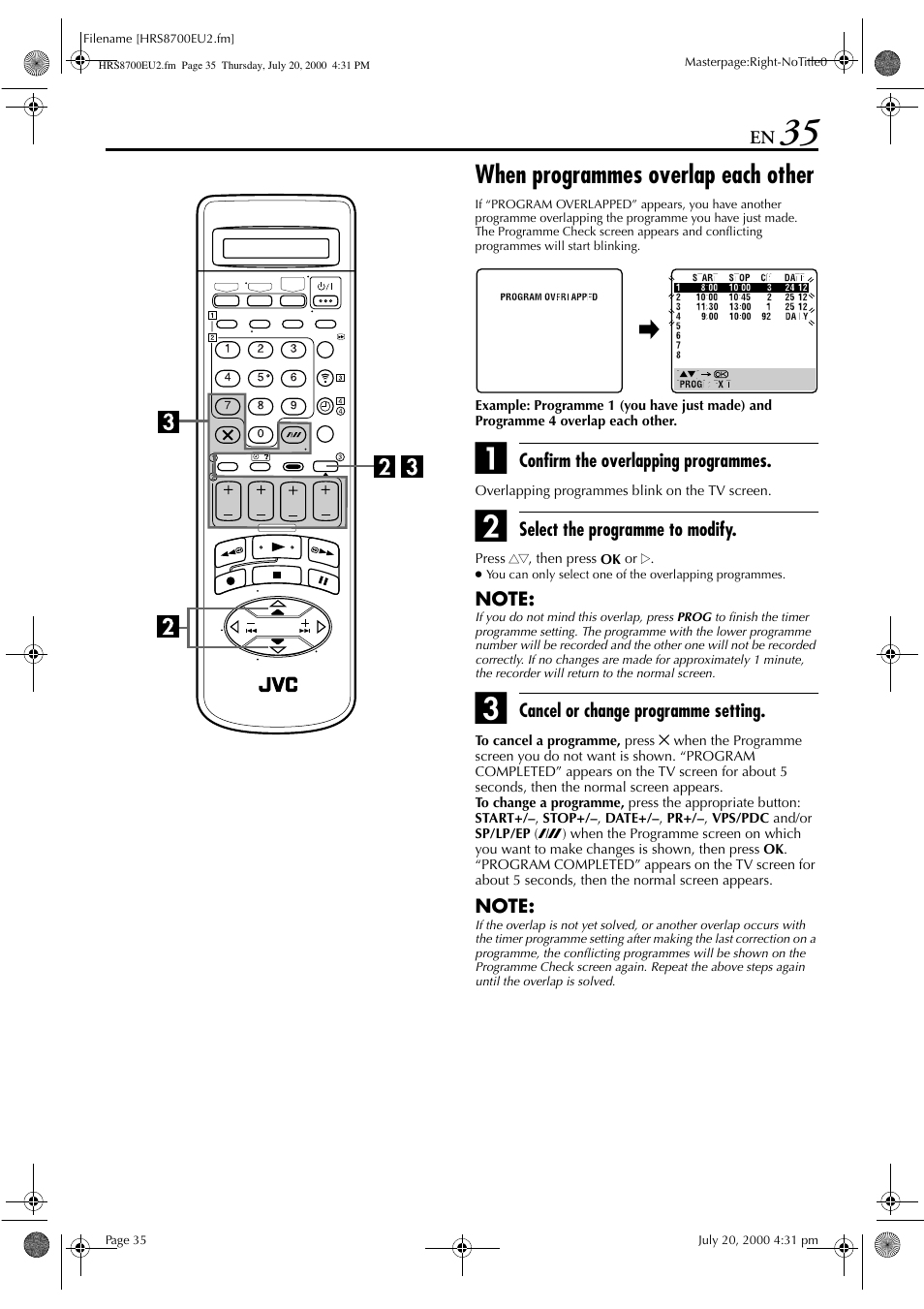 When programmes overlap each other | JVC HR-S8700EU User Manual | Page 35 / 84