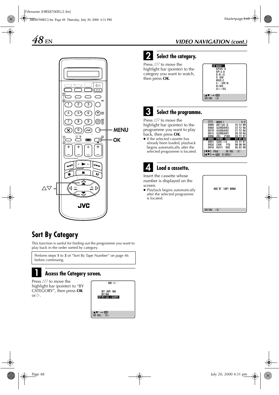 Sort by category | JVC HR-S8700EU User Manual | Page 48 / 84
