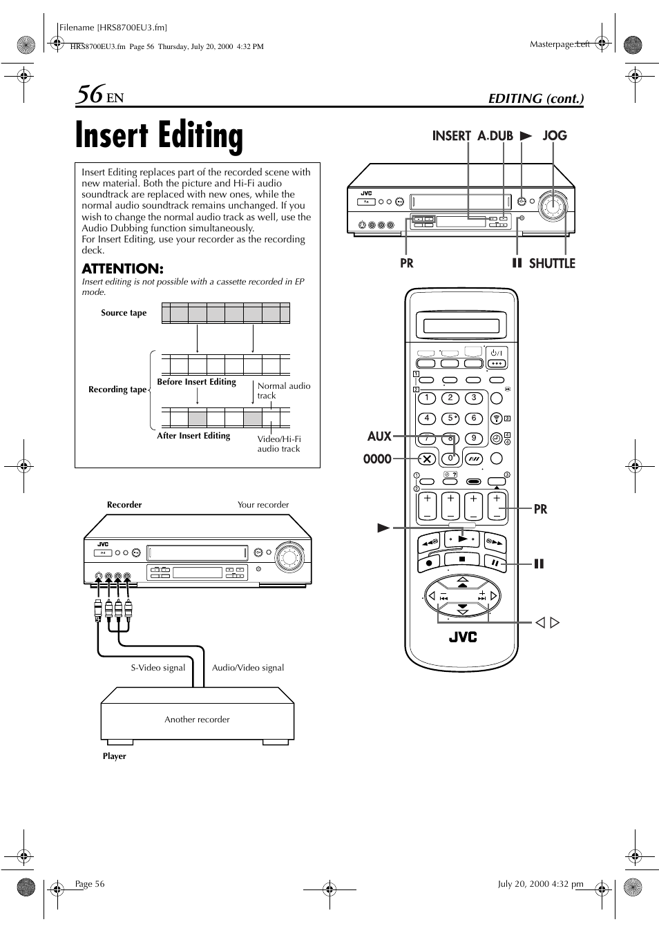 Insert editing | JVC HR-S8700EU User Manual | Page 56 / 84