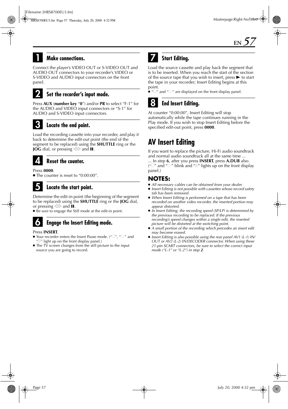Av insert editing | JVC HR-S8700EU User Manual | Page 57 / 84