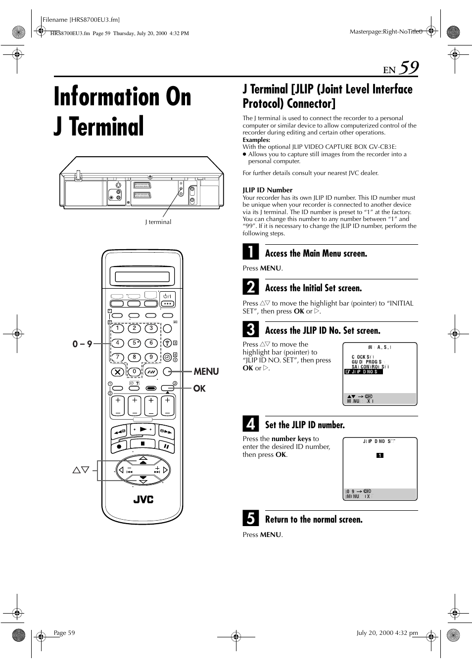 Information on j terminal | JVC HR-S8700EU User Manual | Page 59 / 84