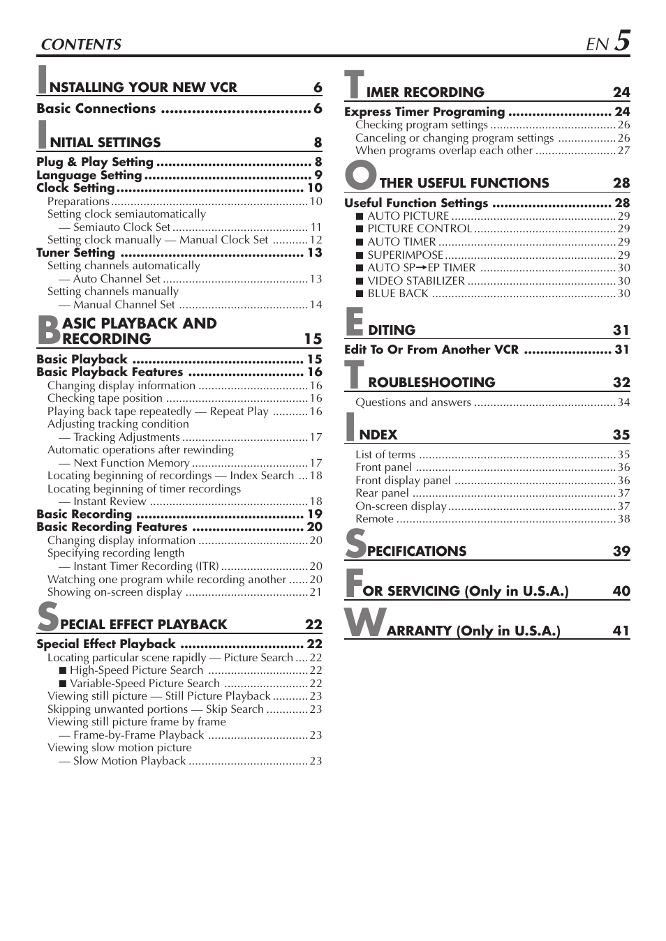 JVC HR-A47U User Manual | Page 5 / 44