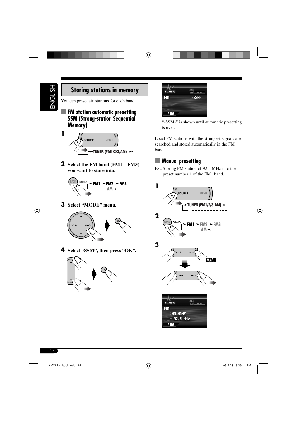 English, Manual presetting | JVC KD-AVX1 User Manual | Page 14 / 78