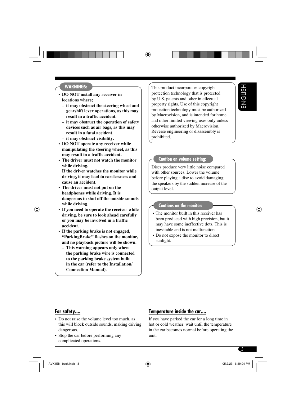 English | JVC KD-AVX1 User Manual | Page 3 / 78