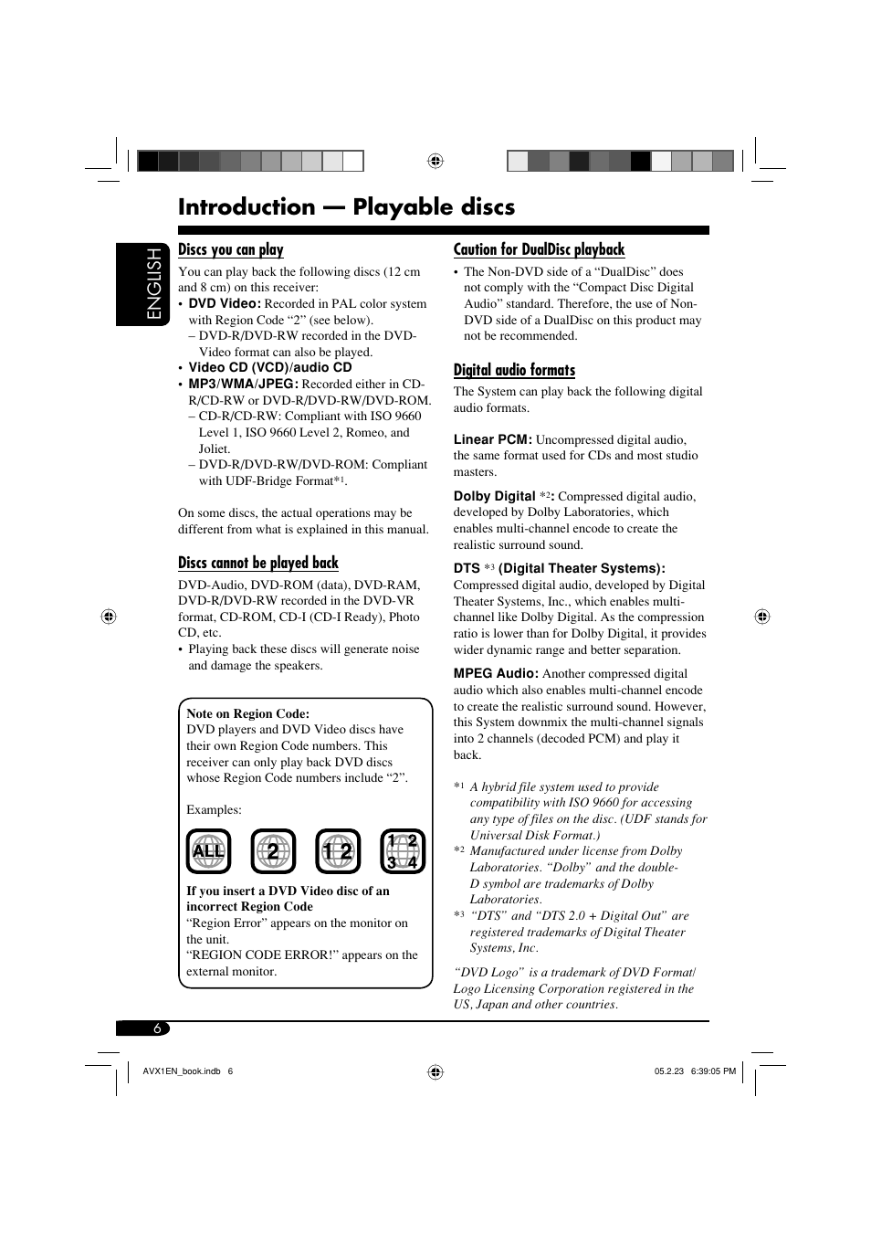 Introduction — playable discs, English | JVC KD-AVX1 User Manual | Page 6 / 78