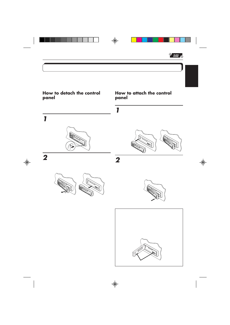 Detaching the control panel | JVC KS-FX230 User Manual | Page 15 / 22