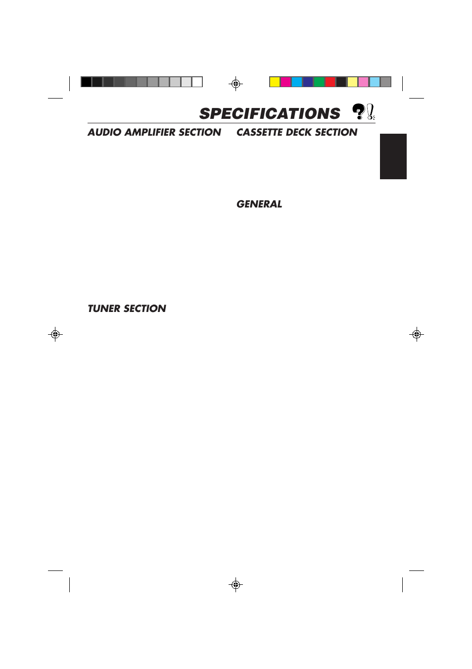 Specifications, General | JVC KS-FX230 User Manual | Page 21 / 22