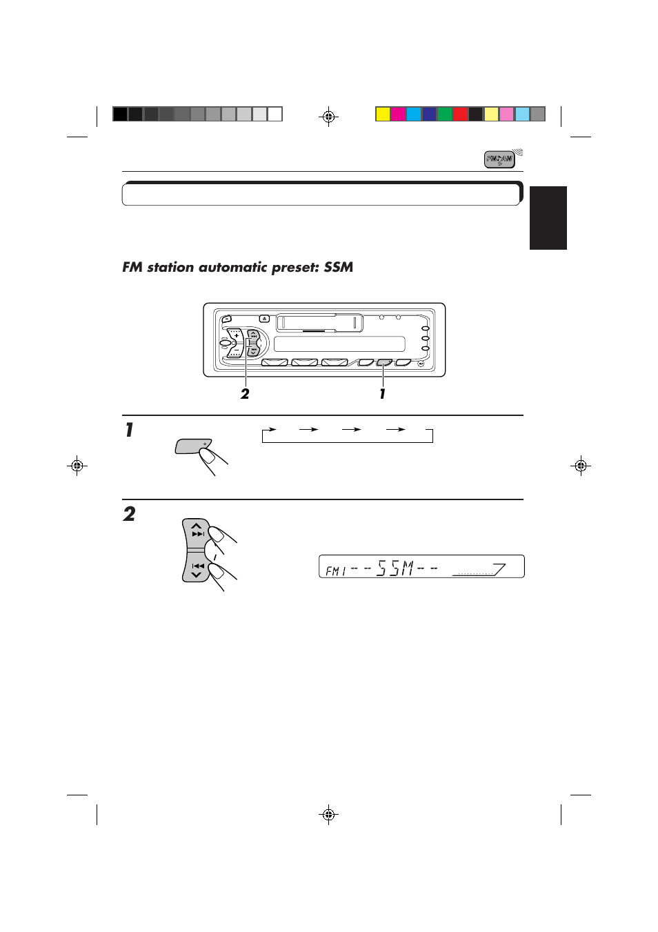 Fm station automatic preset: ssm | JVC KS-FX230 User Manual | Page 5 / 22