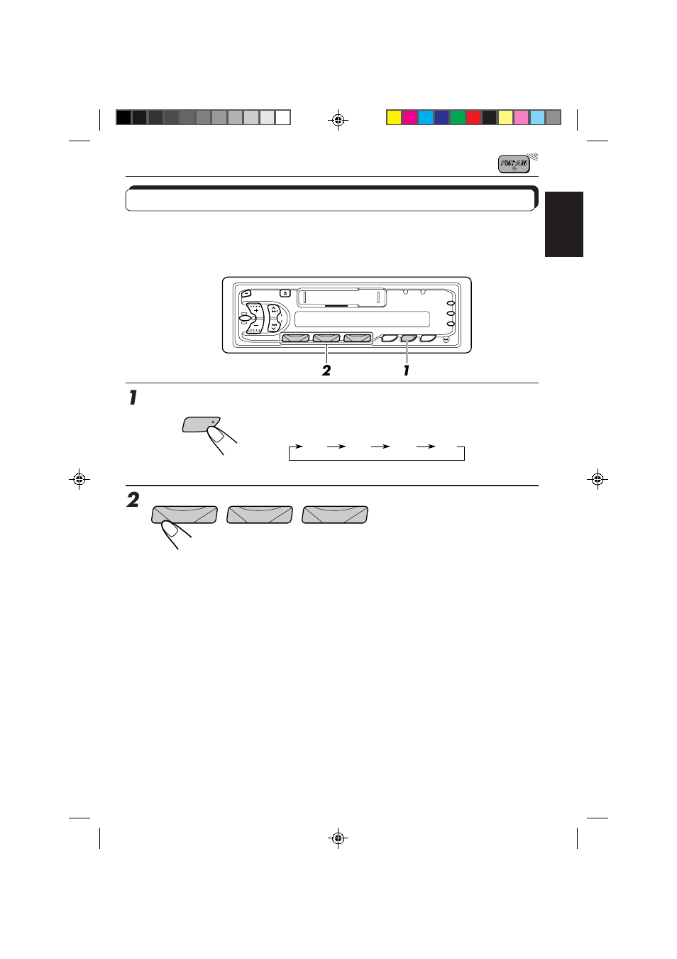 Tuning into a preset station, Select the band (fm1, fm2, fm3 or am) you want | JVC KS-FX230 User Manual | Page 7 / 22
