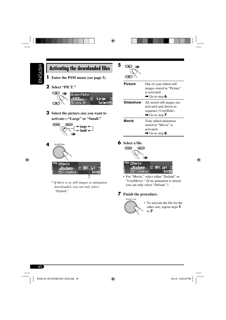Activating the downloaded files, English | JVC EXAD LVT1372-003A User Manual | Page 40 / 72