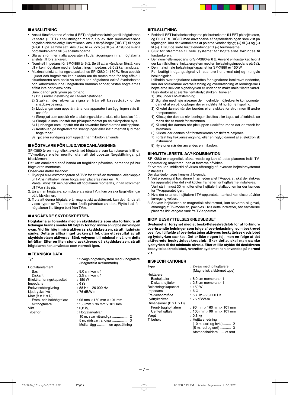 JVC SP-X880 User Manual | Page 7 / 8