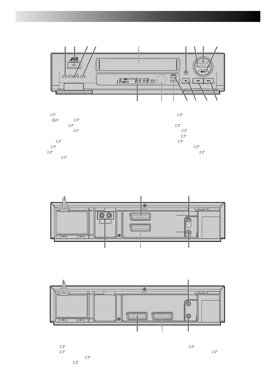 Index, Front view, Rear view [j648e/eh | JVC HR-J648EH User Manual | Page 44 / 48