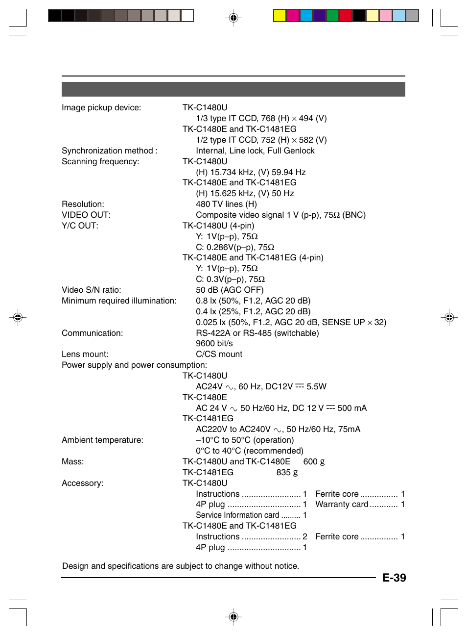 E-39 | JVC TK-C1481 User Manual | Page 39 / 40