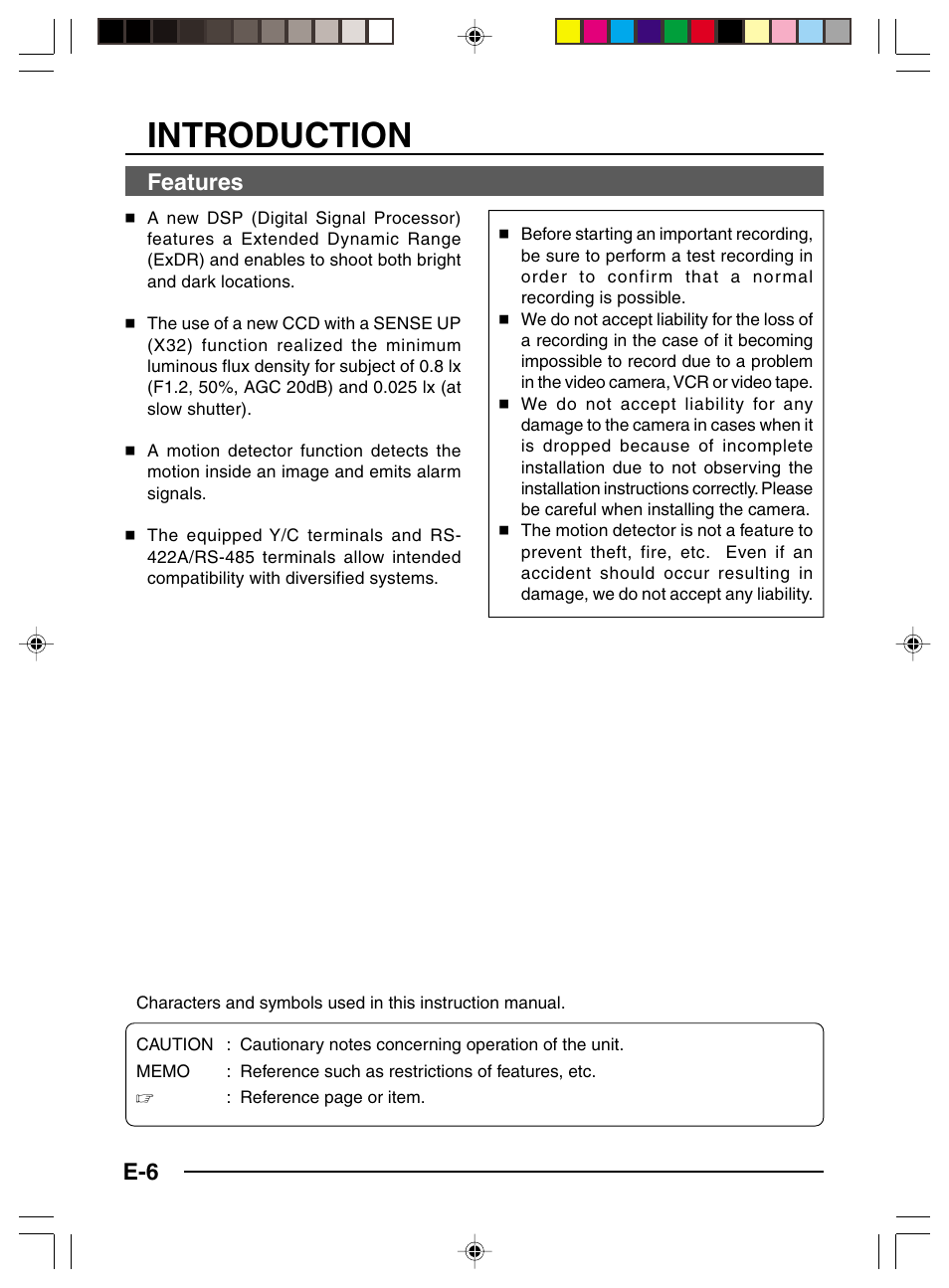 Introduction, Features | JVC TK-C1481 User Manual | Page 6 / 40