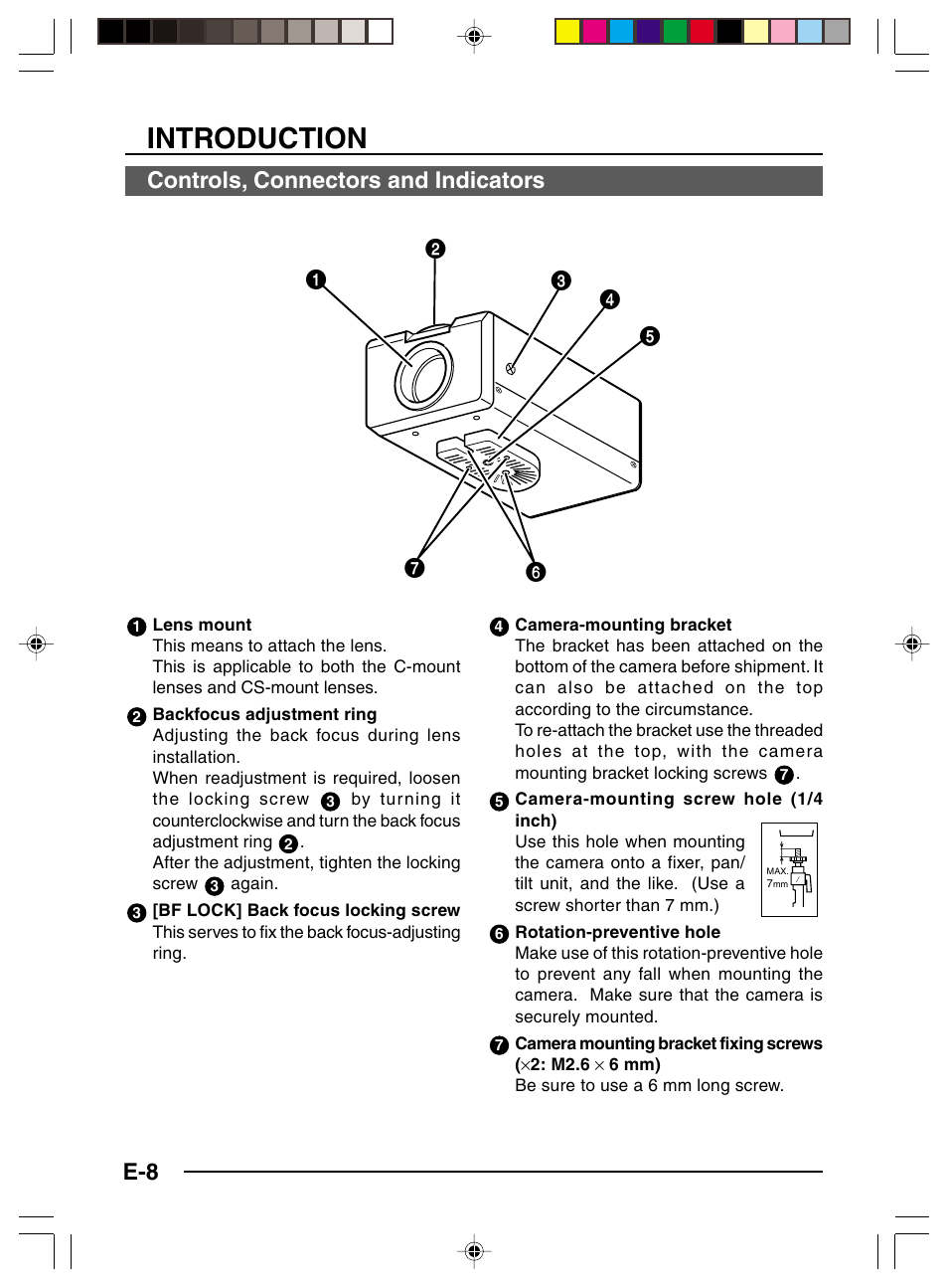 Introduction, Controls, connectors and indicators | JVC TK-C1481 User Manual | Page 8 / 40