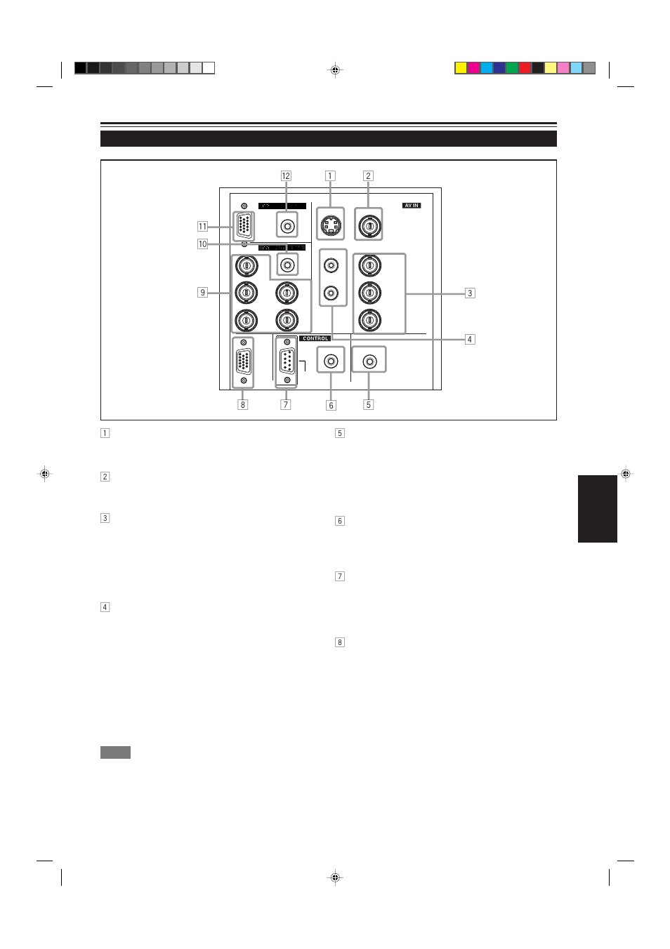 Connector panel, 11 english, Controls and features (cont.) | JVC G2000 User Manual | Page 13 / 74