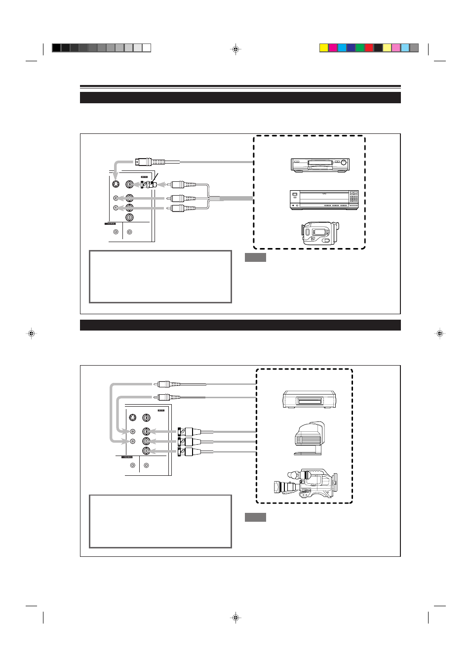 Connecting to video devices, Connecting to hi-vision devices, Connecting to various devices (cont.) | Video devices, Hi-vision devices | JVC G2000 User Manual | Page 22 / 74