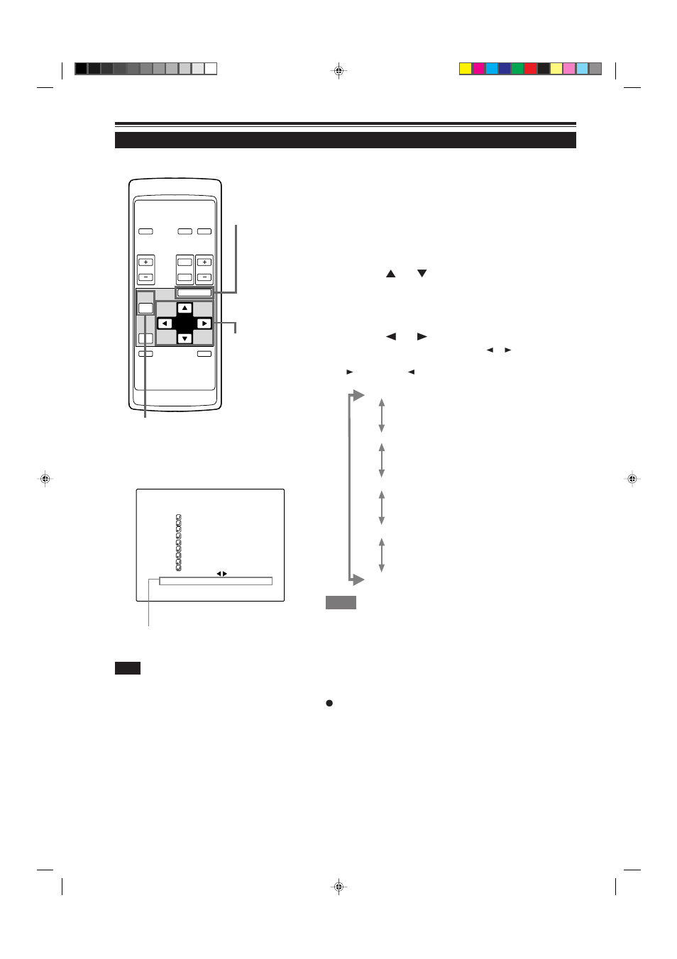 Changing the color system, Press the menu/enter button, Select “decoder” with the cursor button 5 or | Set the color system with the cursor button 2 or 3, Remote control unit ■ main menu | JVC G2000 User Manual | Page 38 / 74