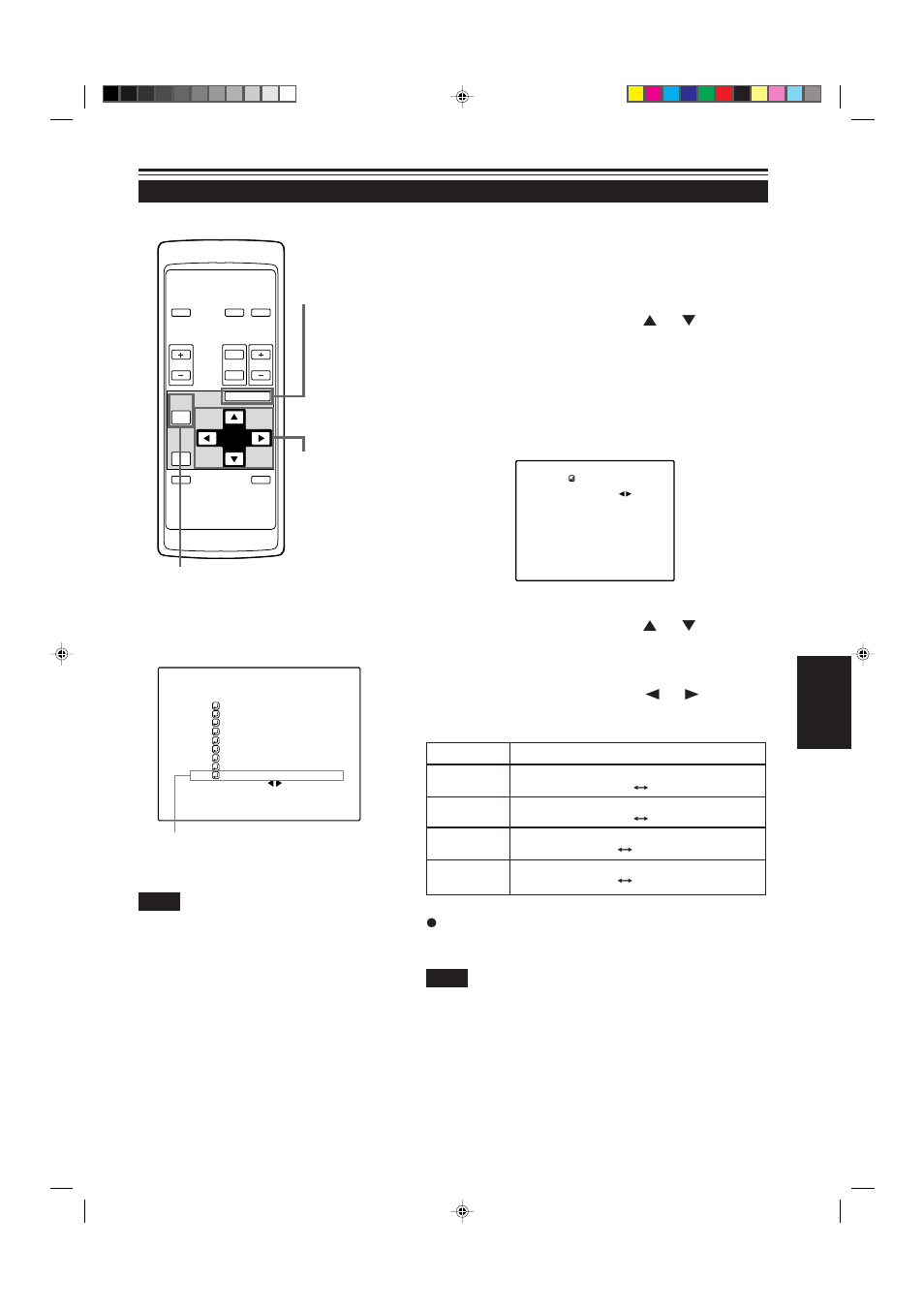 Setting up or changing the display size, Main menu ■ remote control unit, Press the cursor button 2 or 3 to make adjustments | Press the menu/enter button, Press the menu/enter button to set (fix) | JVC G2000 User Manual | Page 61 / 74