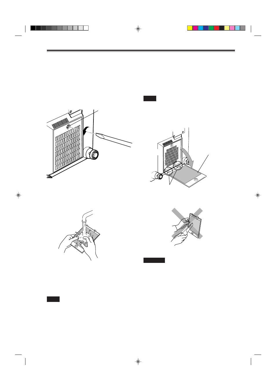 Cleaning and replacing the filter, Turn off the main power switch, Remove the filter | Clean the filter, Reinstall the filter | JVC G2000 User Manual | Page 66 / 74