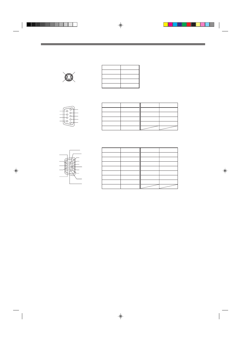 Pin assignment (specifications for terminals), Specifications (cont.), Y/c terminal | JVC G2000 User Manual | Page 72 / 74