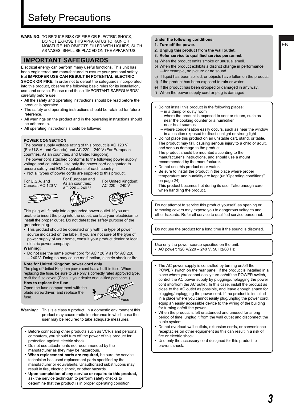 Safety precautions, Important safeguards | JVC DT-R17L4D User Manual | Page 3 / 28