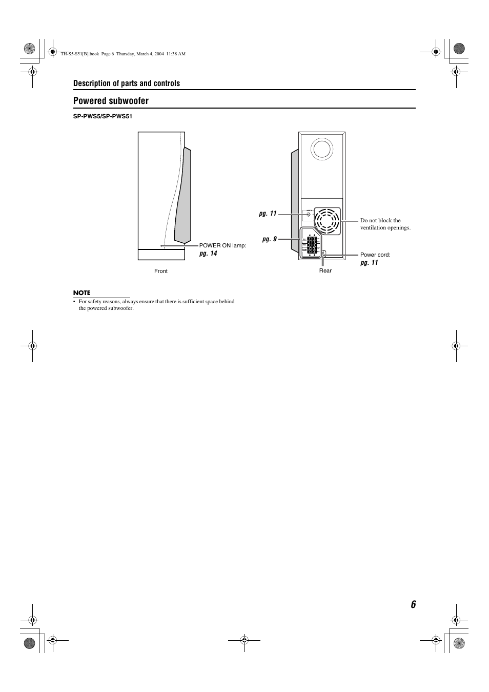 Powered subwoofer | JVC SP-PWS5 User Manual | Page 9 / 48
