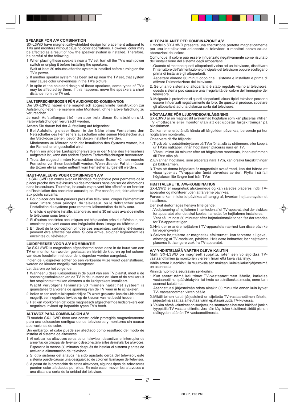 Speaker for a/v combination | JVC SX-L3WD User Manual | Page 2 / 8